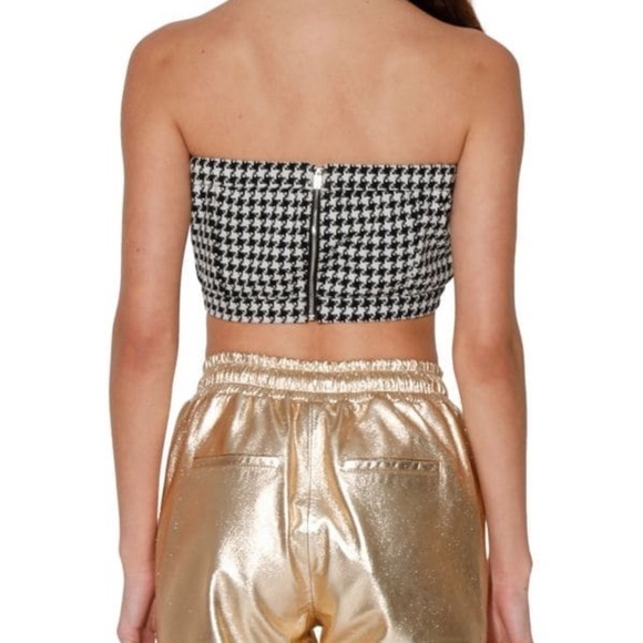 Walter Baker Houndstooth Bandeau Cropped Top black white size M NWT $118 - Picture 9 of 11